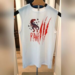 KIDS NORMCORE Wonder NationTank Top with Dinosaur and Red Accents.  Text "RAWR"